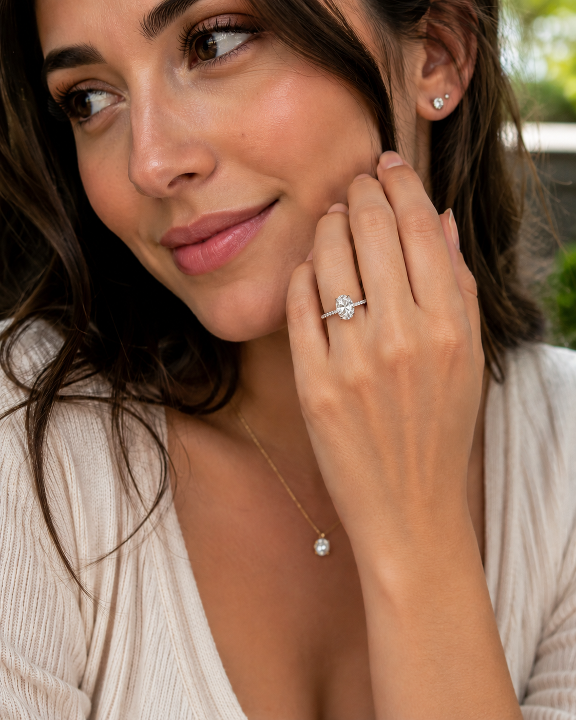 2ct Oval Cut Moissanite Pave Setting Ring | S925 Silver | VVS1 | Wedding & Engagement