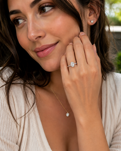 2ct Oval Cut Moissanite Pave Setting Ring | S925 Silver | VVS1 | Wedding & Engagement
