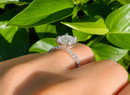 2ct Oval Cut Moissanite Pave Setting Ring | S925 Silver | VVS1 | Wedding & Engagement