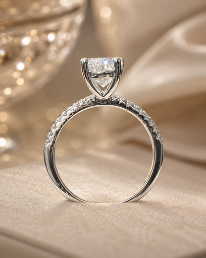 2ct Oval Cut Moissanite Pave Setting Ring | S925 Silver | VVS1 | Wedding & Engagement