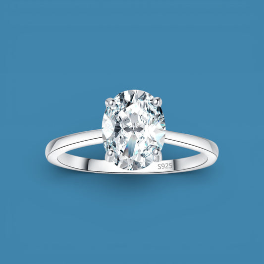 2Ct Oval Cut Moissanite Ring, 925 Sterling Silver, D Color VVS1 Clarity, Solitaire Engagement Ring with Gift LED Heart Ring Box