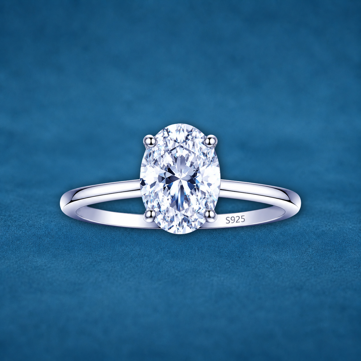 Certified 2ct Oval Cut Moissanite Solitaire Ring | S925 Silver | VVS1 | LED Gift Box