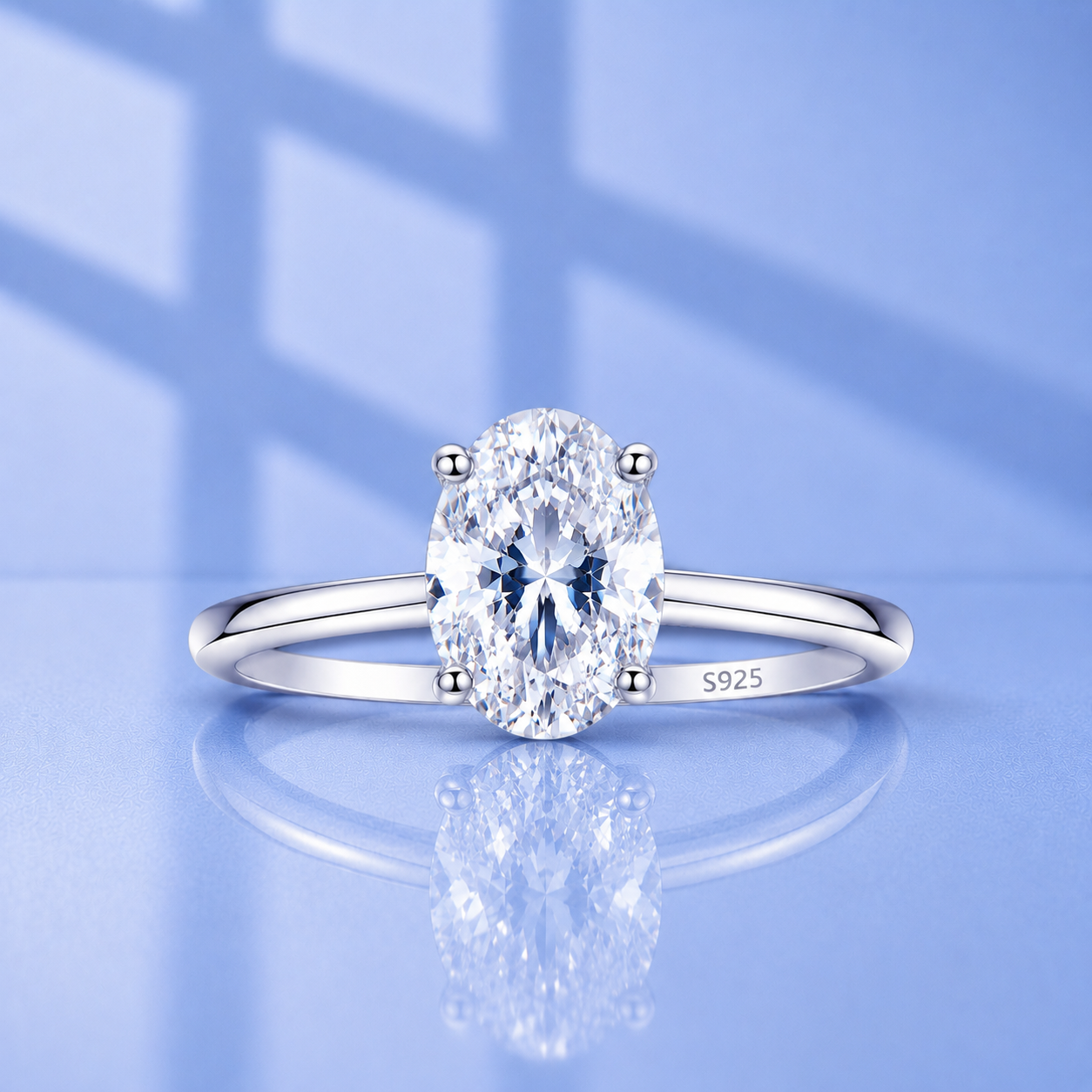 2ct Oval Cut Moissanite Engagement Ring | Solitaire Ring | S925 Silver |Color D VVS1