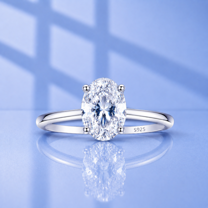 2ct Oval Cut Moissanite Engagement Ring | Solitaire Ring | S925 Silver |Color D VVS1