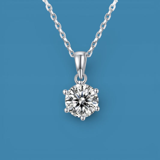 Certified 2Ct Moissanite Diamond Pendant Necklace – Solid S925 Silver