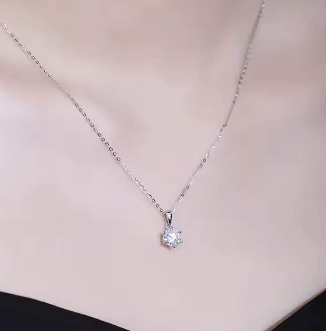 Certified 2Ct Moissanite Diamond Pendant Necklace – Solid S925 Silver