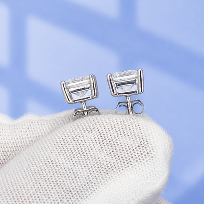 2ct Princess Cut Moissanite Stud Earrings | S925 Silver | VVS1 | Unisex