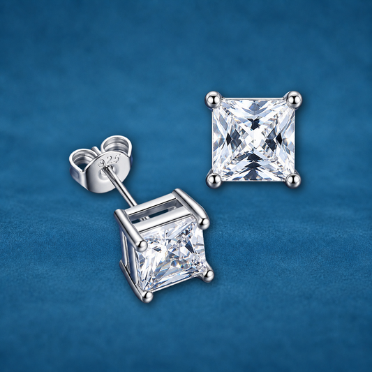 Certified 2ct Princess Cut Moissanite Stud Earrings | S925 Silver | VVS1 | Unisex