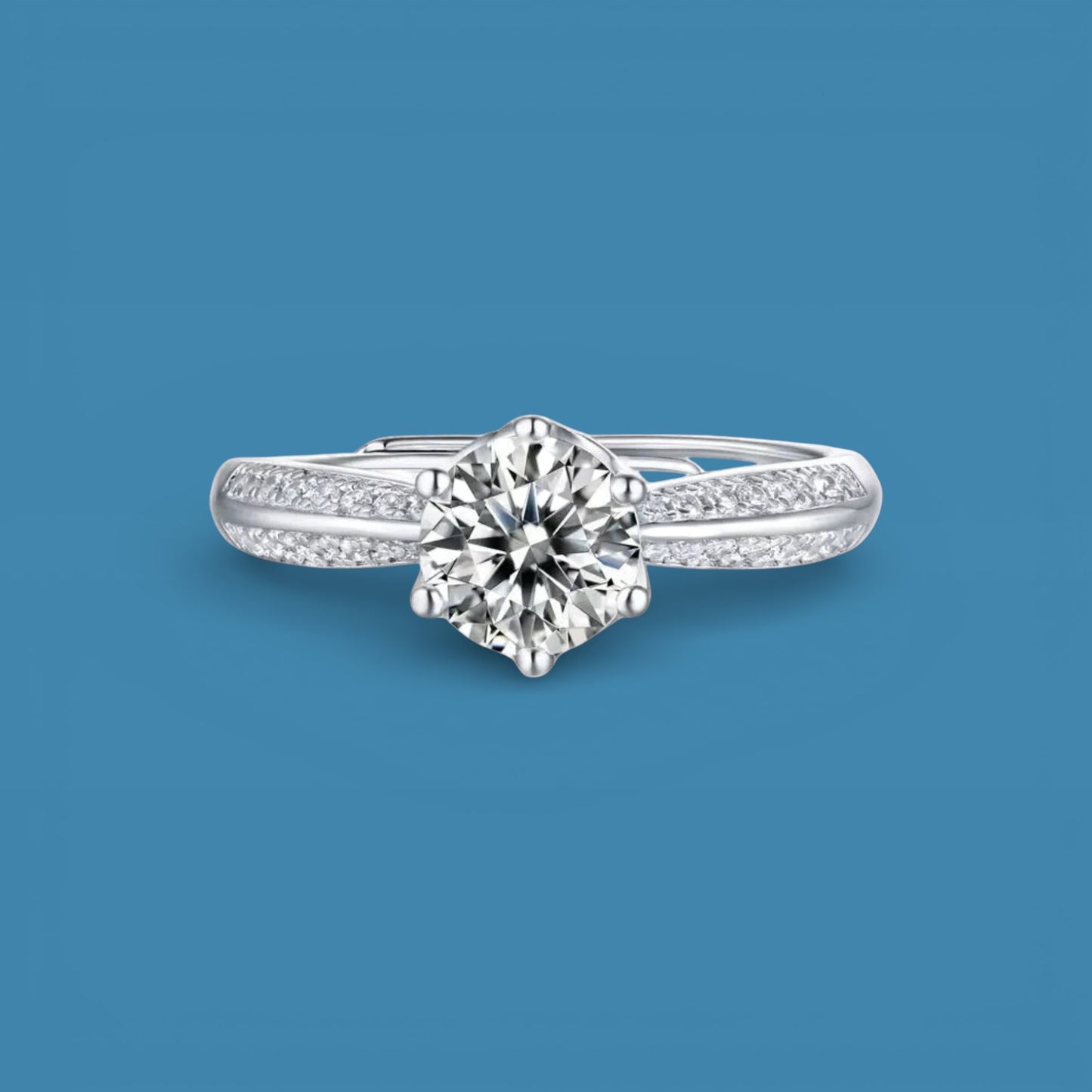 Certified 2Ct Moissanite Diamond Promise Ring for Women – S925 Silver White Gold Plated