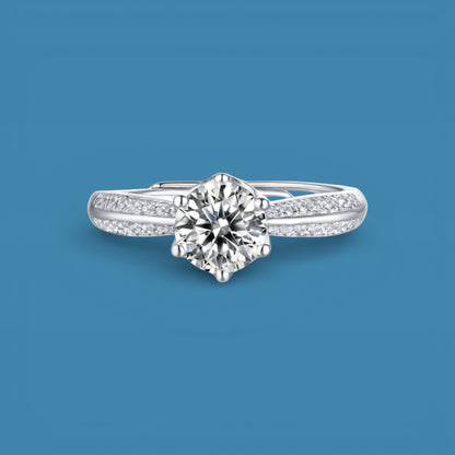Certified 2Ct Moissanite Diamond Promise Ring for Women – S925 Silver White Gold Plated