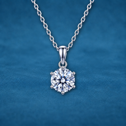 Certified 2ct Moissanite Diamond Pendant Necklace | S925 Silver | VVS1 | 17" Chain