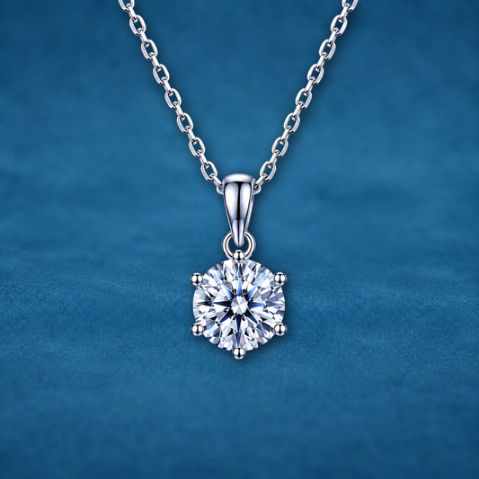 Certified 2ct Moissanite Diamond Pendant Necklace | S925 Silver | VVS1 | 17" Chain
