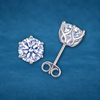 Certified 2ct Moissanite Stud Earrings | 1ct Each | 18K Gold Plated S925 | VVS1