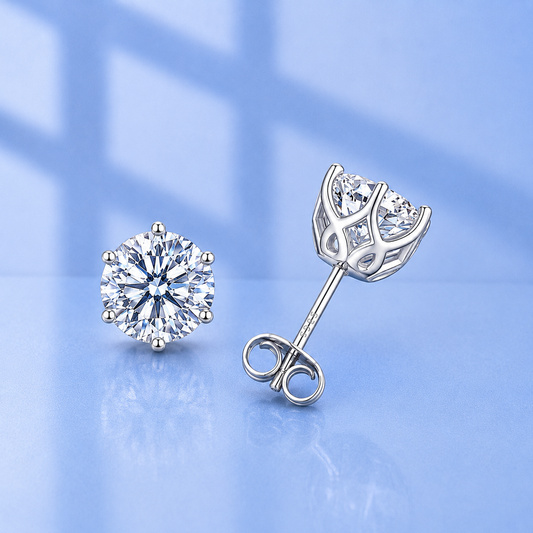 2ct Moissanite Stud Earrings | 1ct Each | 18K Gold Plated S925 | VVS1