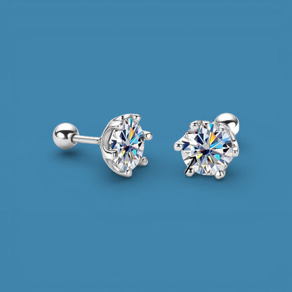 Certified 2ct (1ct Each) Moissanite Diamond Screw Studs, 18K Gold Plated for Men and Women