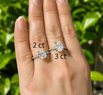 3ct Oval Cut Moissanite Pave Setting Engagement Ring | S925 Silver | VVS1
