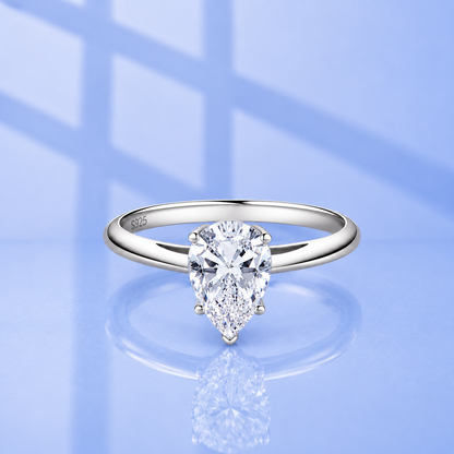 2ct Pear Cut Moissanite Engagement Ring | Water Drop | S925 Silver | VVS1