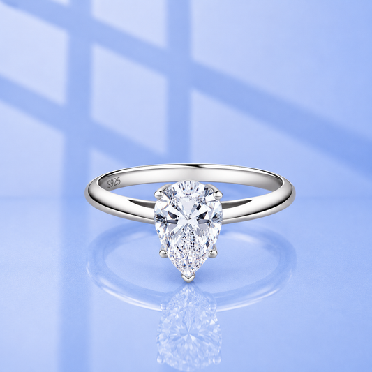 2ct Pear Cut Moissanite Engagement Ring | Water Drop | S925 Silver | VVS1