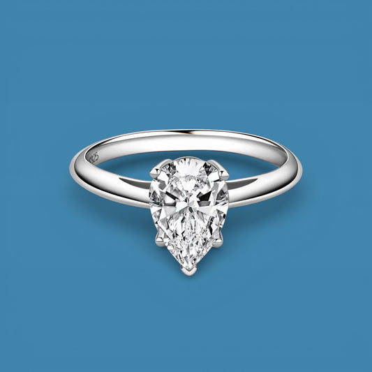 2CT Moissanite Pear Cut Water Drop Engagement Ring, 925 Sterling Silver, D Color VVS1 Clarity, Gift LED Ring Box Included