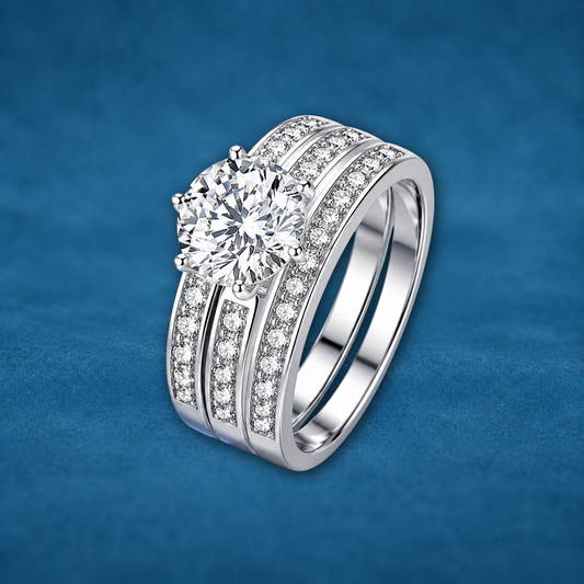 Certified 2ct Moissanite Round Cut Ring | S925 Silver | VVS1 | LED Gift Box Included