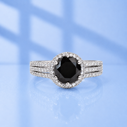 2ct Black Moissanite Men's Ring | 18K Gold Plated S925 Silver