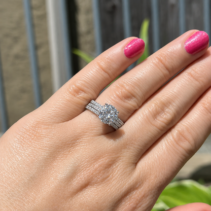 3.38ct Moissanite 3-Band Wedding Set | S925 Silver | VVS1