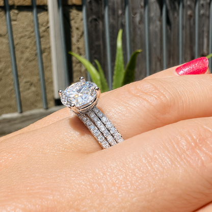 3.38ct Moissanite 3-Band Wedding Set | S925 Silver | VVS1