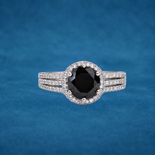Certified 3Ct Black Moissanite Diamond Ring for Men | S925 Silver Ring