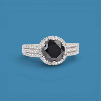 Certified 3Ct Black Moissanite Diamond Ring for Men | S925 Silver Ring
