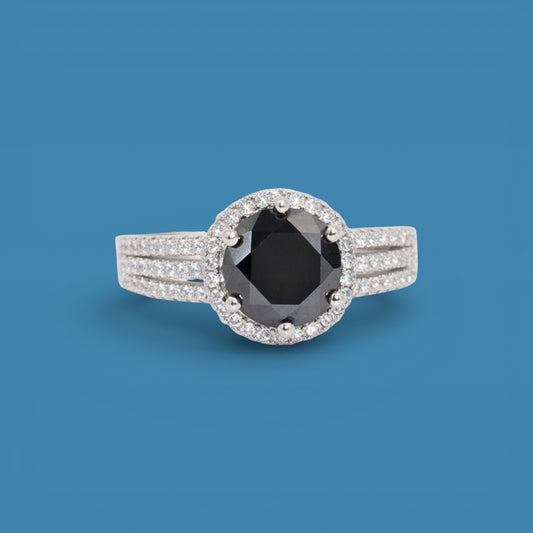 Certified 3Ct Black Moissanite Diamond Ring for Men | S925 Silver Ring