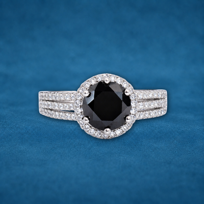 Certified 2ct Black Moissanite Men's Ring | 18K Gold Plated S925 Silver