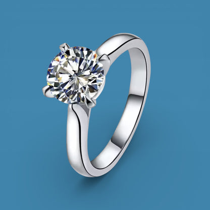 3Ct Moissanite Diamond Ring, 925 Sterling Silver, VVS1 Clarity, D Color, Round Cut, Gift LED Heart Ring Box Included