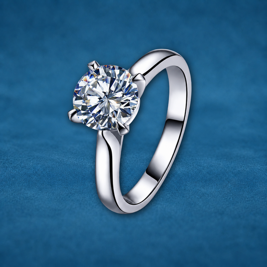 Certified 3ct Moissanite Ring | 4-Prong | 18K Gold Plated S925 Silver | VVS1