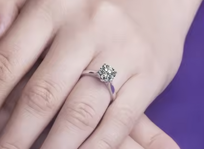 3Ct Moissanite Diamond Ring, 925 Sterling Silver, VVS1 Clarity, D Color, Round Cut, Gift LED Heart Ring Box Included