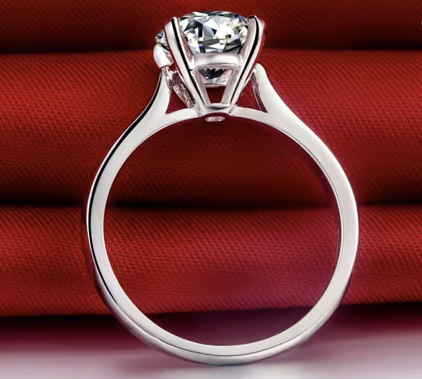 3Ct Moissanite Diamond Ring, 925 Sterling Silver, VVS1 Clarity, D Color, Round Cut, Gift LED Heart Ring Box Included