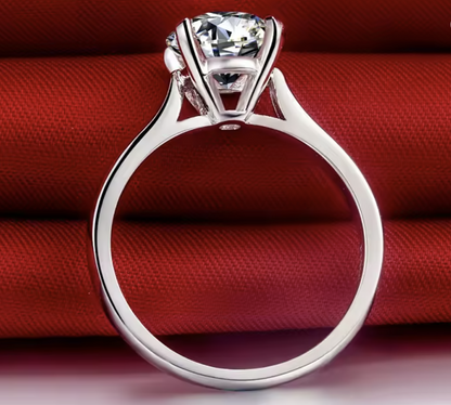 3Ct Moissanite Diamond Ring, 925 Sterling Silver, VVS1 Clarity, D Color, Round Cut, Gift LED Heart Ring Box Included