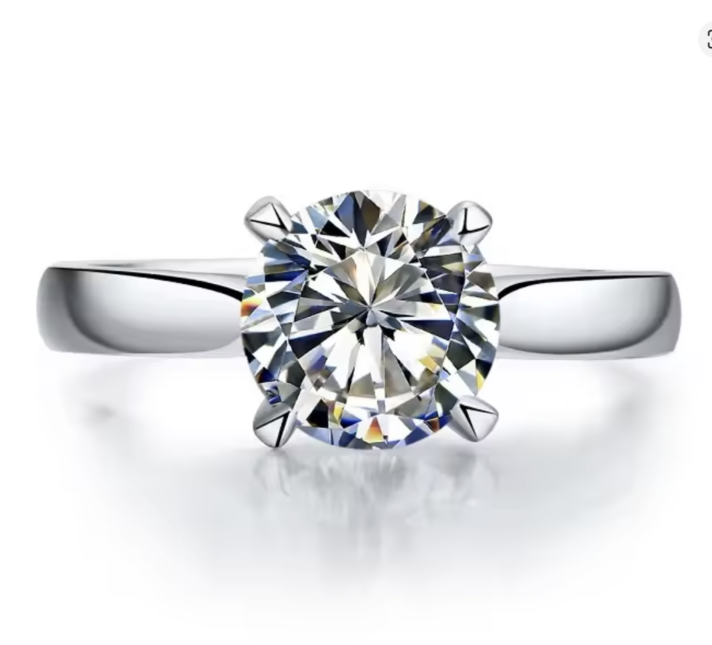 3Ct Moissanite Diamond Ring, 925 Sterling Silver, VVS1 Clarity, D Color, Round Cut, Gift LED Heart Ring Box Included