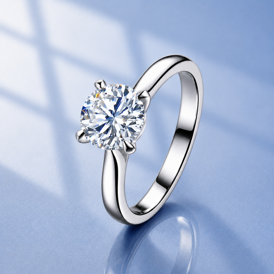 3ct Moissanite Ring | 4-Prong | 18K Gold Plated S925 Silver | VVS1