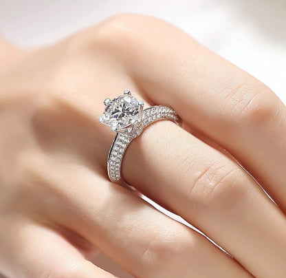 Certified 3Ct Moissanite Diamond Engagement Ring (18k Gold Plated)