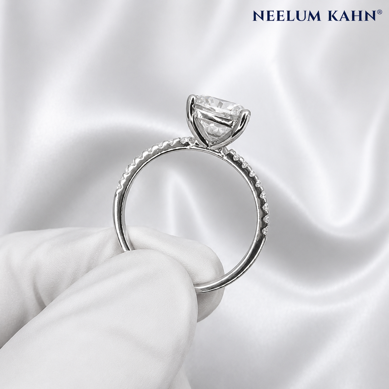 3ct Cushion Cut Moissanite Pave Setting Engagement Ring, 3Ct D VVS1, 925 Sterling Silver,