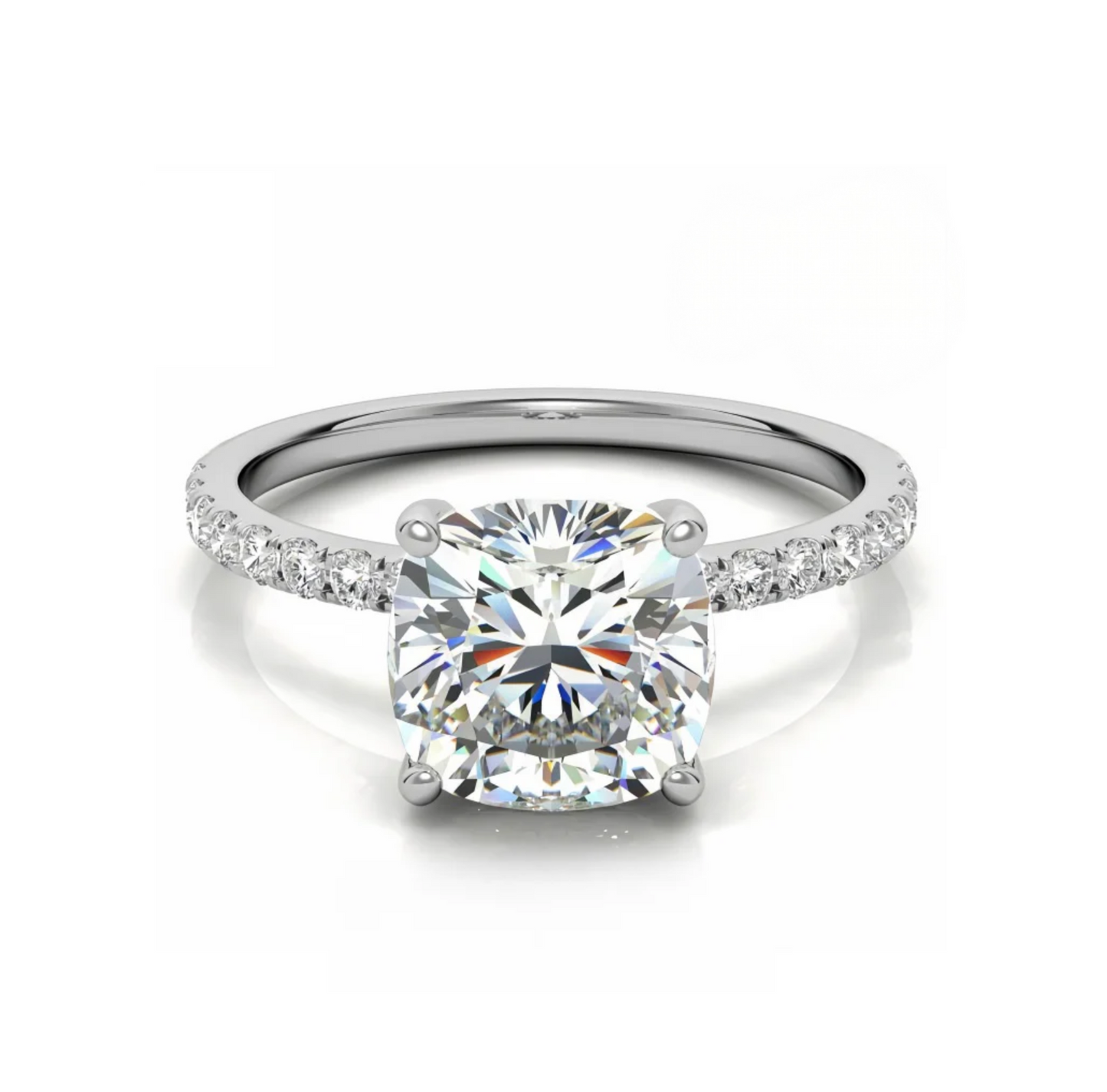 3ct Cushion Cut Moissanite Engagement Ring, 3Ct D VVS1, 925 Sterling Silver, Complete Gift Set with LED Ring Box