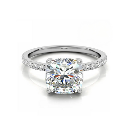 3ct Cushion Cut Moissanite Engagement Ring, 3Ct D VVS1, 925 Sterling Silver, Complete Gift Set with LED Ring Box