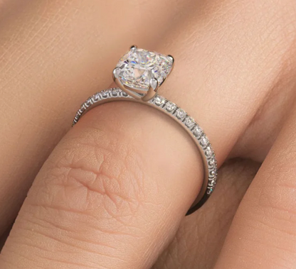 3ct Cushion Cut Moissanite Engagement Ring, 3Ct D VVS1, 925 Sterling Silver, Complete Gift Set with LED Ring Box