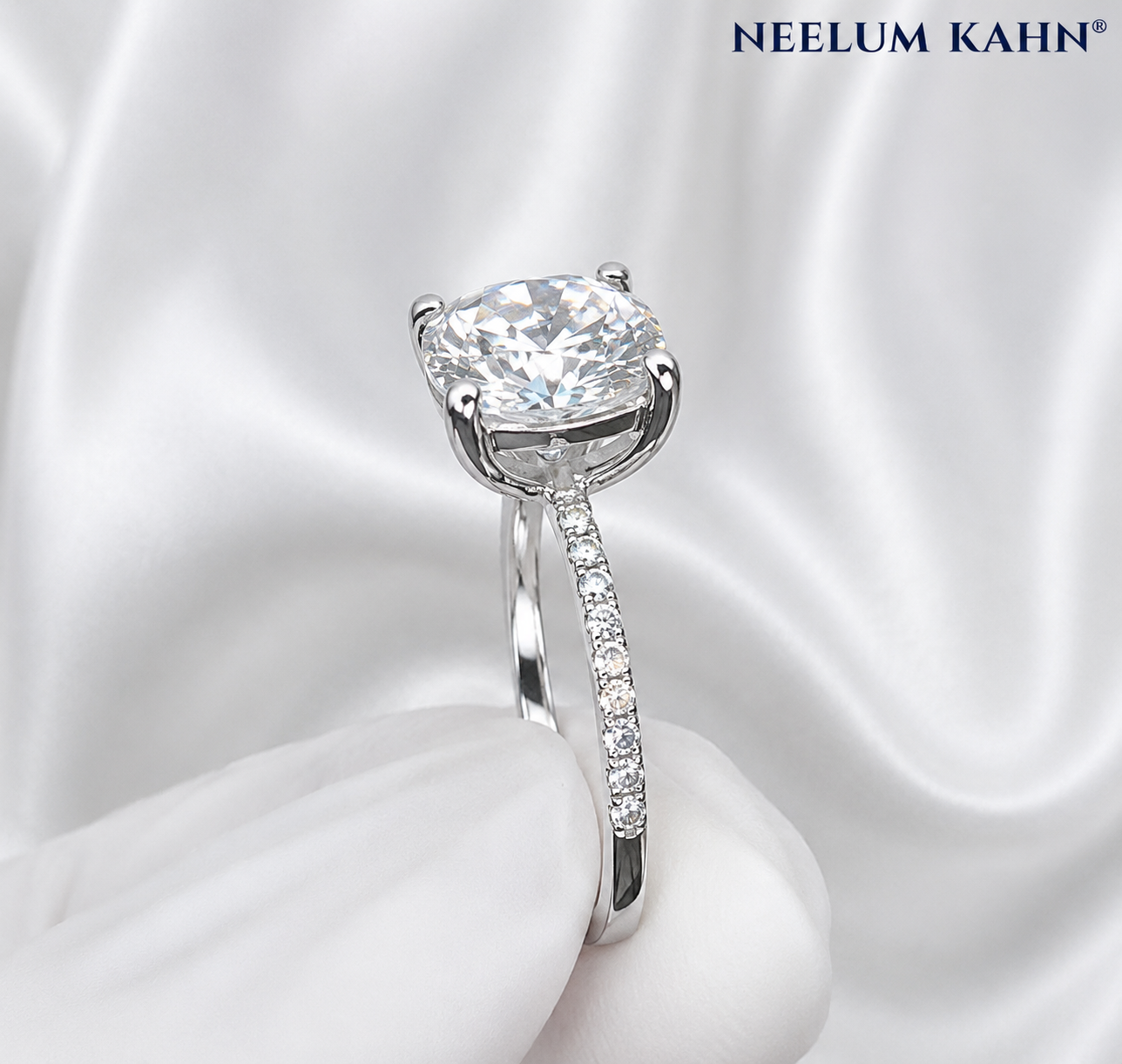 3ct Cushion Cut Moissanite Pave Setting Engagement Ring, 3Ct D VVS1, 925 Sterling Silver,