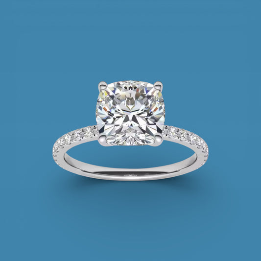 3ct Cushion Cut Moissanite Engagement Ring, 3Ct D VVS1, 925 Sterling Silver, Complete Gift Set with LED Ring Box