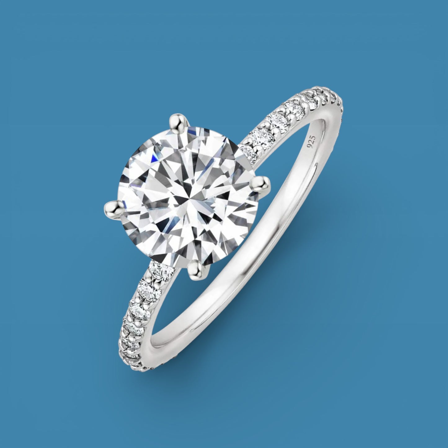 3Ct Moissanite Solitaire Ring, 925 Sterling Silver, 18K Gold Plated, Round Cut, VVS1 Clarity, Gift LED Ring Box Included