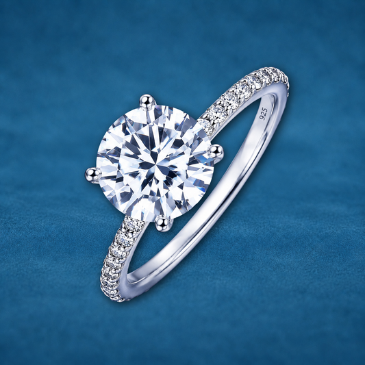 3ct Moissanite Hidden Pave Settings Ring | 18K Gold Plated 925 Silver | VVS1 | Certified