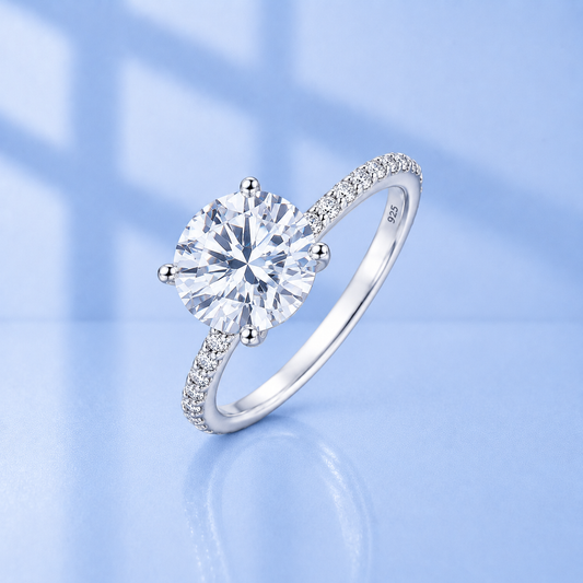 3ct Moissanite Pave Settings Ring | 18K Gold Plated 925 Silver | VVS1 | Certified