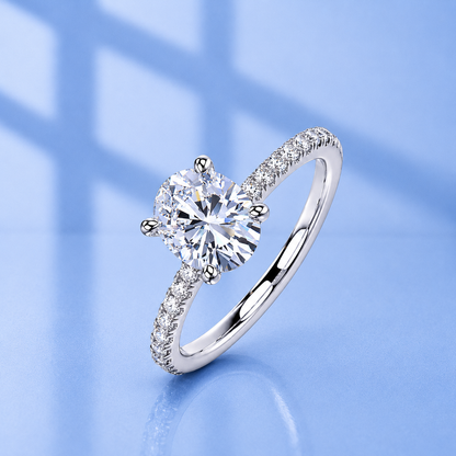 3ct Oval Cut Moissanite Pave Setting Engagement Ring | S925 Silver | VVS1 | Free Engraving & Gift Box