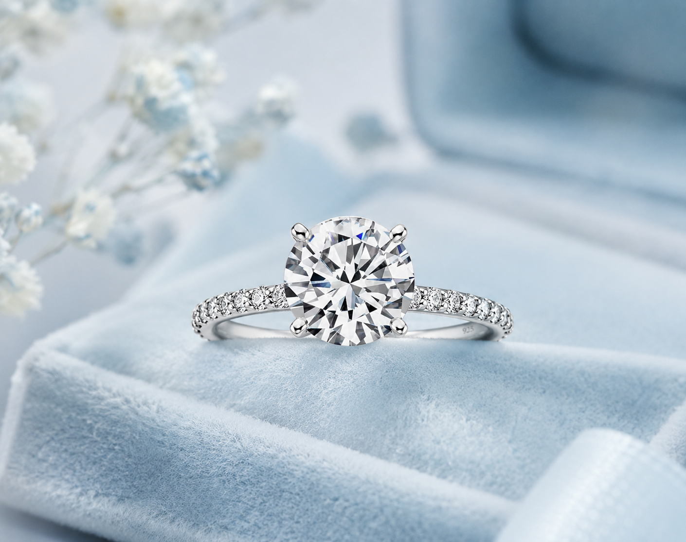 3ct Moissanite Pave Settings Ring | 18K Gold Plated 925 Silver | VVS1 | Certified